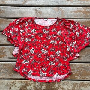 K & C Red Floral Flowy Top - Size Small